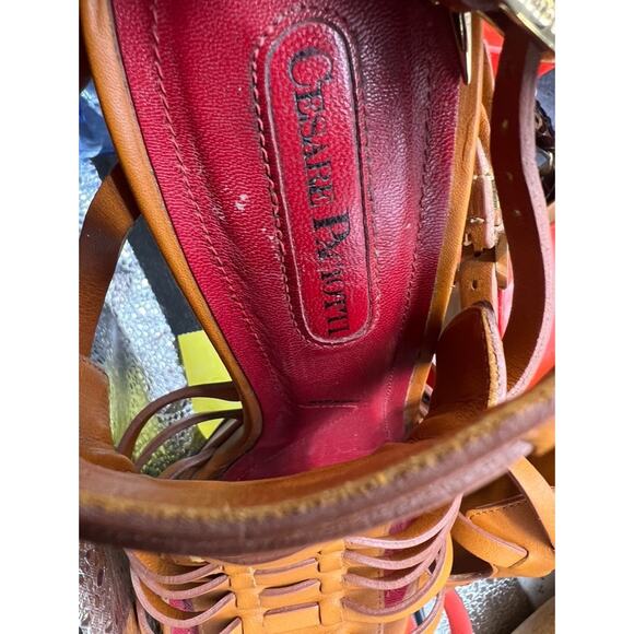 Cesare Paciotti Brown Leather Strappy Platform Sandals Size 37.5 - Picture 12 of 13